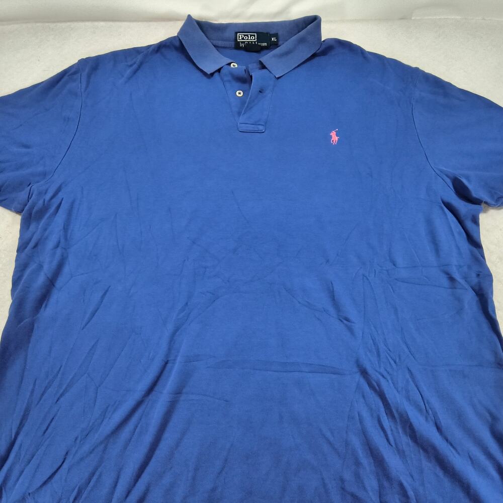 Polo by Ralph Lauren Collared Polo Shirt Mens Size Extra Large XL Blue Pink
